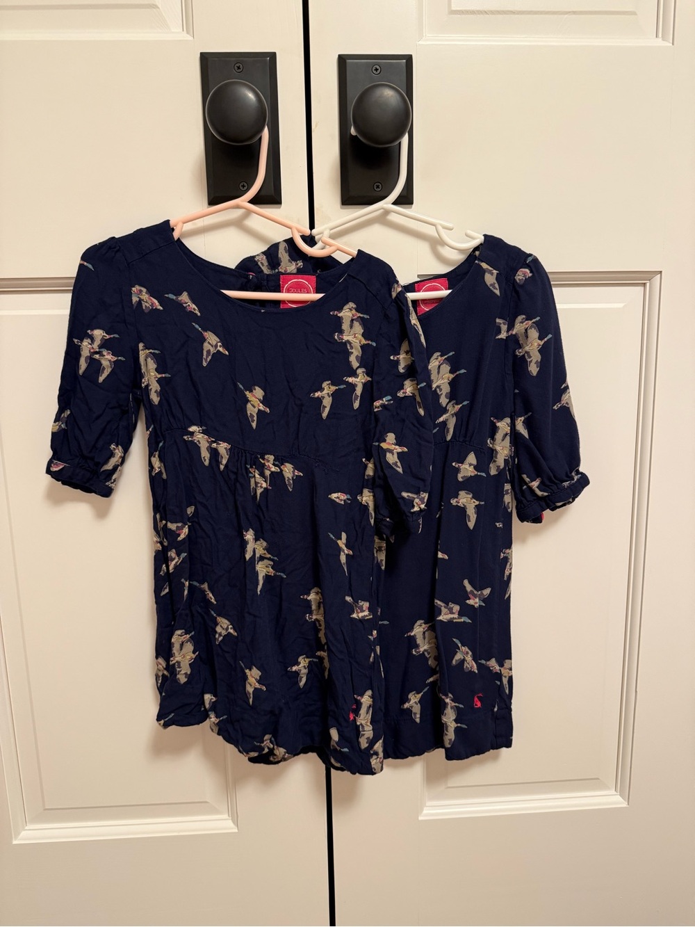TWO Joules Navy Short Sleeve Dress with Bird Print